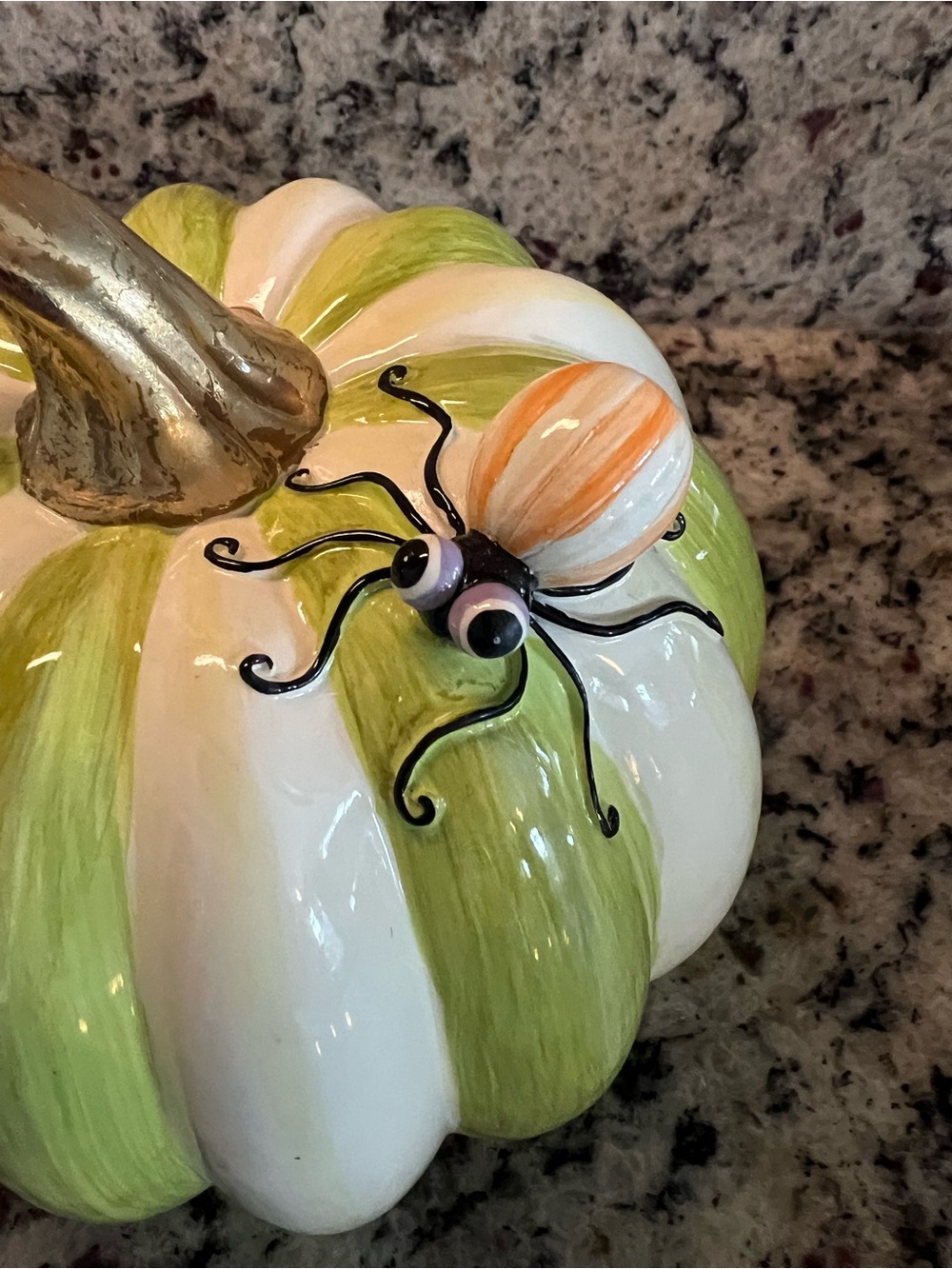 Mackenzie-Childs Fergal's Friend Spider On Small Moss Stripe Pumpkin. New in Box - Picture 4 of 11